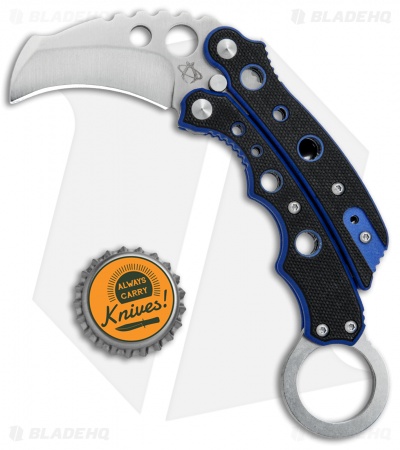 Mantis Vuja De Balisong Karambit Crossover Knife Black/Blue G-10 (2" Satin)