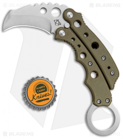 Mantis Vuja De Balisong Karambit Crossover Knife Desert Tan G-10 (2" Satin)