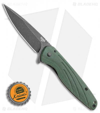 Ontario Knife Company Shikra Frame Lock Knife Green Micarta (3.25" Black SW)