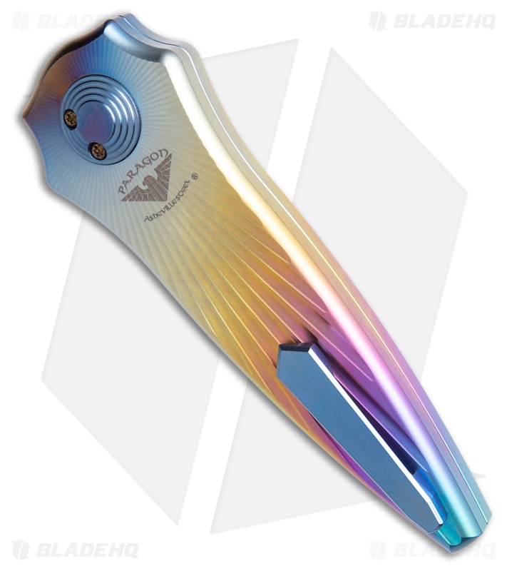 Paragon Warlock Folding Knife Rainbow Titanium Starburst (3.9" Stonewash)