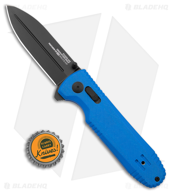 SOG Pentagon XR LTE Flipper Knife Blue G-10/CF - Blade HQ