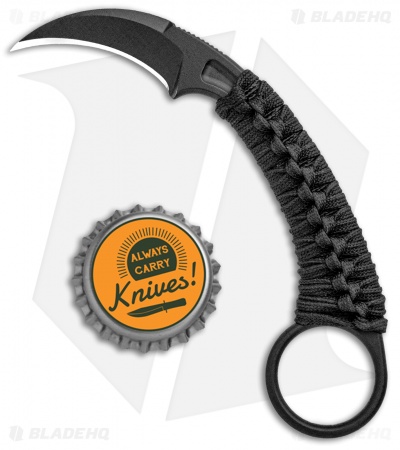 Bastinelli PiKa Picoeur Karambit Fixed Blade Knife Wrapped (1.63" Black)