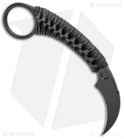 Bastinelli PiKa Picoeur Karambit Fixed Blade Knife Wrapped (1.63" Black)