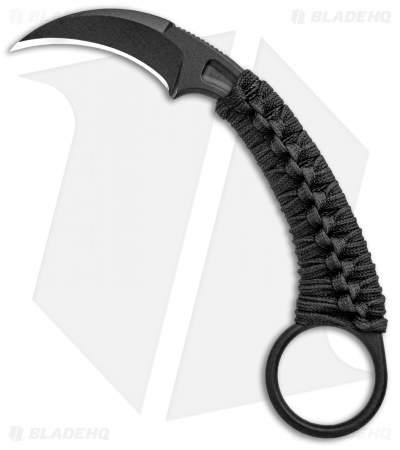 Bastinelli PiKa Picoeur Karambit Fixed Blade Knife Wrapped (1.63" Black)