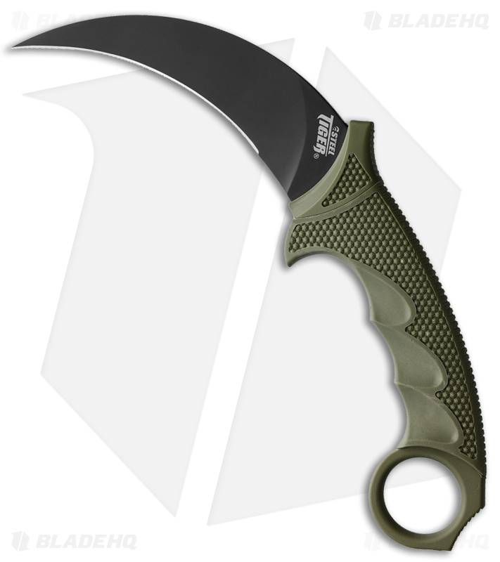 Cold Steel Karambit Steel Tiger Fixed Blade Knife OD Green (4.75" Black) 