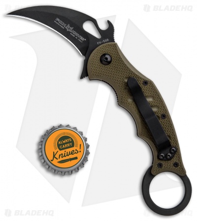 Fox Karambit Liner Lock Knife OD Green G-10 (2.5" Black) 599OD