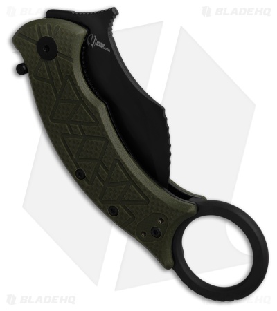 Fox Tribal K Karambit Liner Lock Knife OD Green G-10 (3" Black)