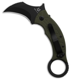 Fox Tribal K Karambit Liner Lock Knife OD Green G-10 (3&quot; Black) | 195531