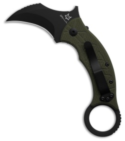 Fox Tribal K Karambit Liner Lock Knife OD Green G-10 (3" Black)