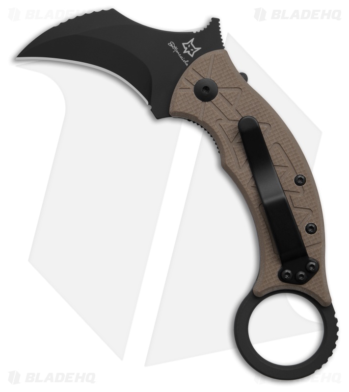 Fox Tribal K Karambit Knife Coyote Tan G-10 (Black)