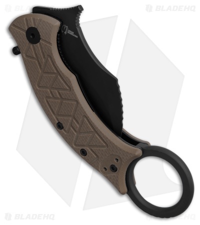 Fox Tribal K Karambit Liner Lock Knife Coyote Tan G-10 (3" Black)