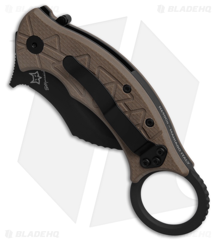 Fox Tribal K Karambit Knife Coyote Tan G-10 (Black)