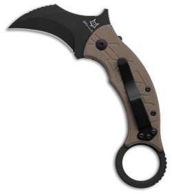 Fox Tribal K Karambit Liner Lock Knife Coyote Tan G-10 (3" Black)