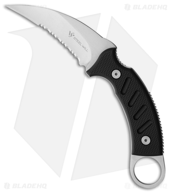Steel Will Censor Karambit Fixed Blade Black (4" Satin Serr) 1360S