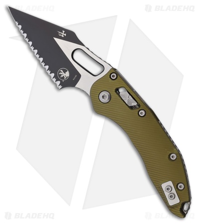 Microtech Stitch Ram-Lok Knife OD Green Aluminum (3.75" Two-Tone Serr)