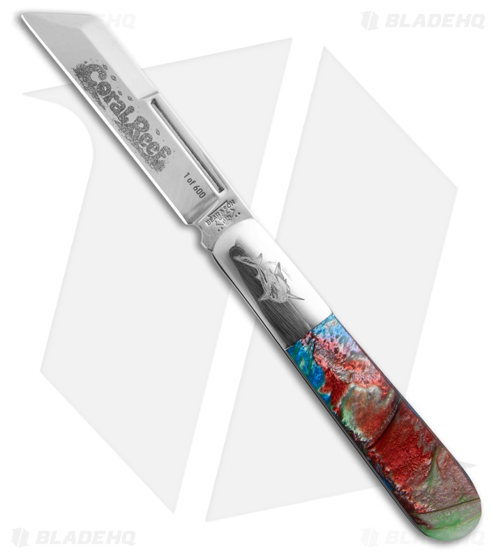 Bear & Son Barlow Slip Joint Knife Coral Reef Resin Handle (3.1" Polish)
