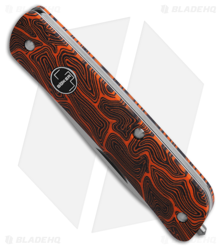 Boker Tech Tool Slip Joint Knife Orange Damascus G-10 (2.79" Satin )
