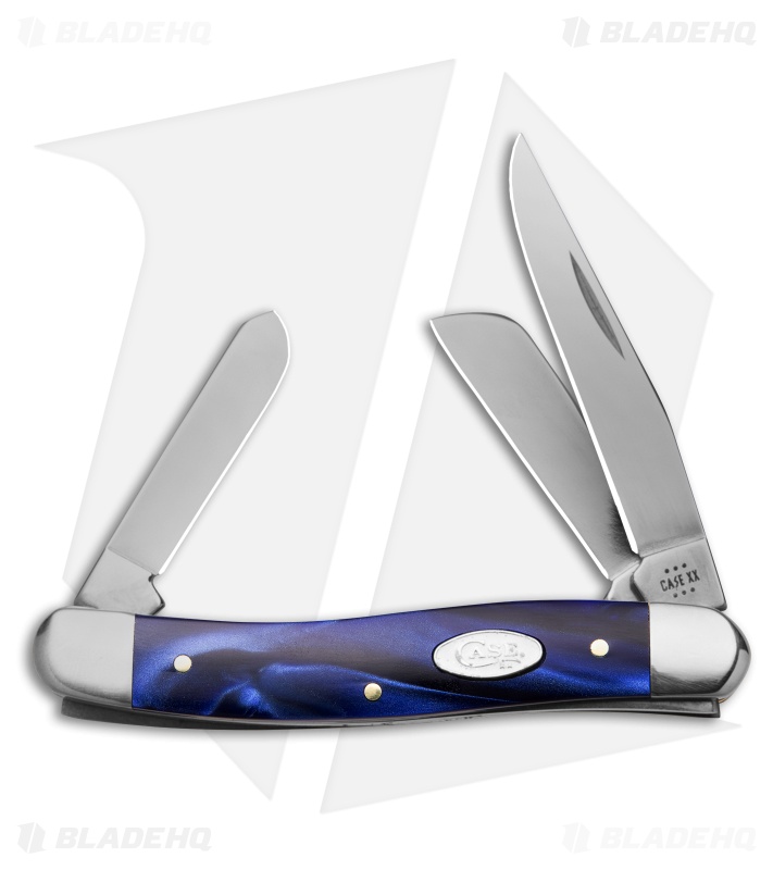 Case Medium Stockman Knife Blue Pearl Kirinite Polished SS Case Medium Stockman Knife Blue Pearl Kirinite Polished SS