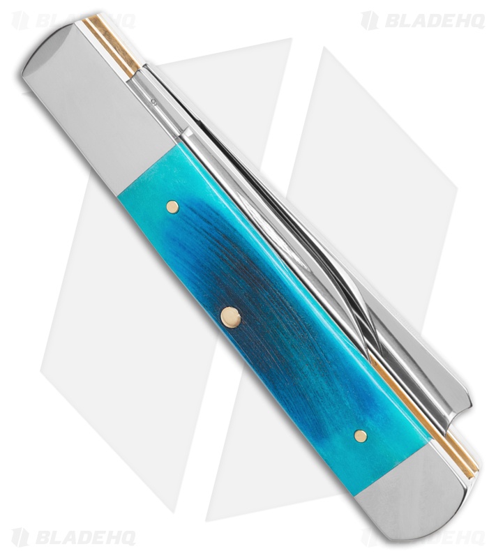 Case Knives Razor Knife Caribbean Blue Sawcut Jig Bone
