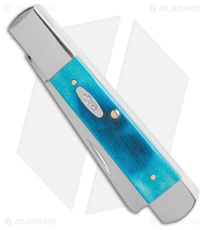 Case Knives Razor Knife Caribbean Blue Sawcut Jig Bone