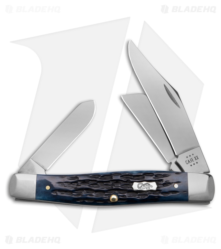 Case Knives Large Stockman Knife 4.25" Mediterranean Blue Jigged Bone (6375 SS)