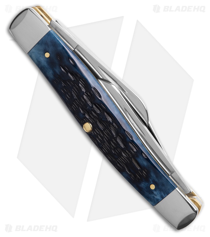 Case Knives Large Stockman Knife 4.25" Mediterranean Blue Jigged Bone (6375 SS)