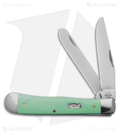 Case Trapper Clip Point Slip Joint Knife Green G-10 (3.25" Satin) 1810