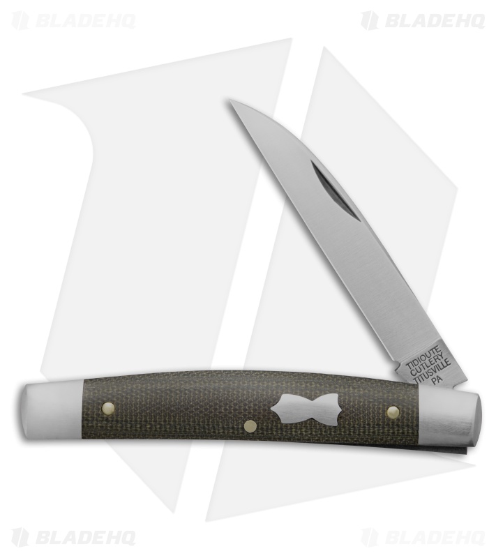 GEC #13 Tidioute Cutlery Whip OD Green Micarta (3" Satin) 130124
