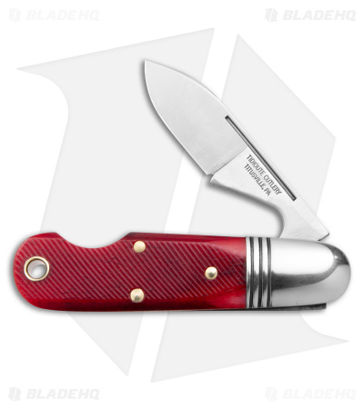 GEC Tidioute Cutlery #25 Beerlow Pocket Knife Red Sawcut Bone (2.1" Satin)