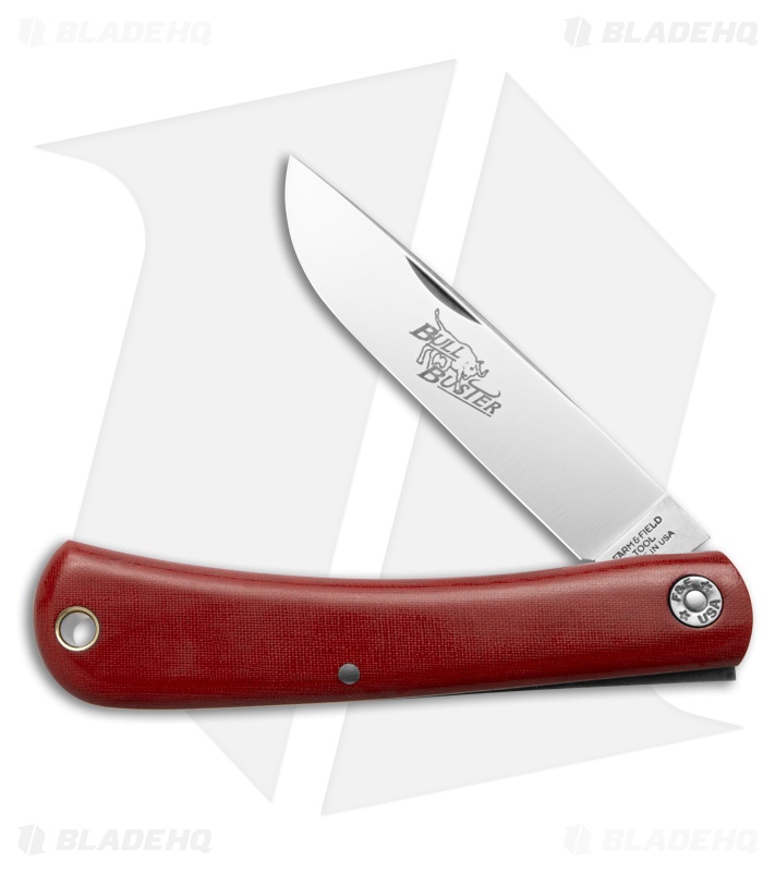 GEC #21 Farm & Field Bull Buster Slip Joint Red Linen Micarta (4.625"Satin)
