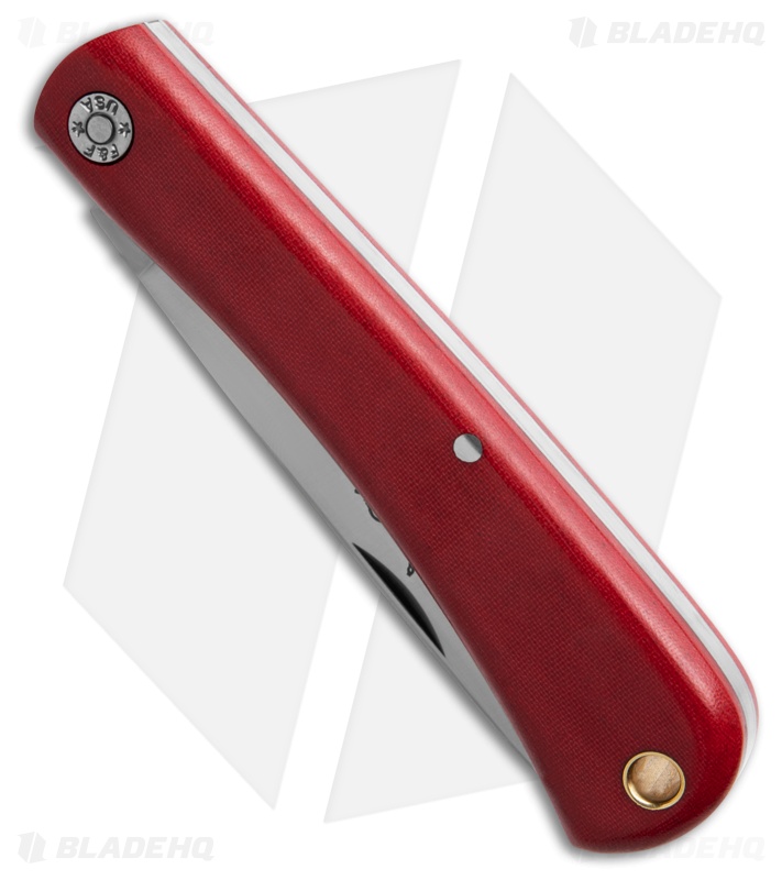 GEC #21 Farm & Field Bull Buster Slip Joint Red Linen Micarta (4.625"Satin)