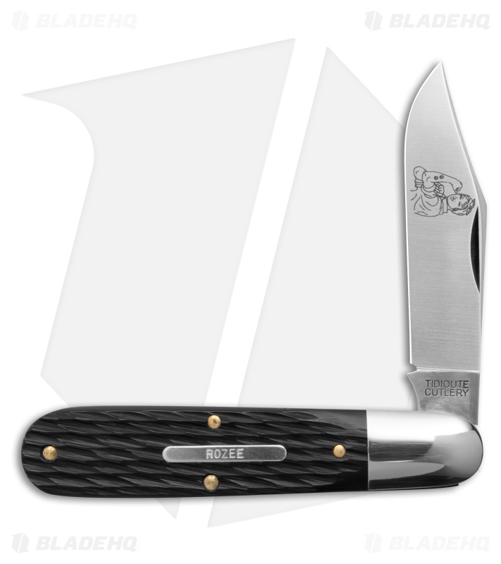 GEC Tidioute Cutlery Rozee Barlow Knife Jigged Black Delrin (2.8" Satin)