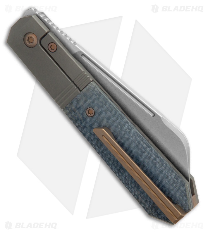 Jack Wolf Knives After Hours Jack Frame Lock Knife Blue Linen Micarta (3.15" SW)