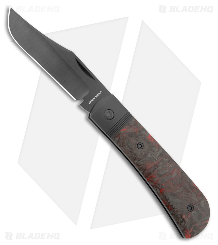 Jack Wolf Knives Benny's Clip Knife Red Dark Matter CF Black