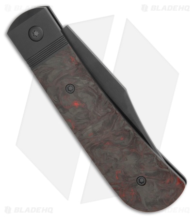 Jack Wolf Knives Benny's Clip Slip Joint Knife Red Dark Matter CF (3" Black)