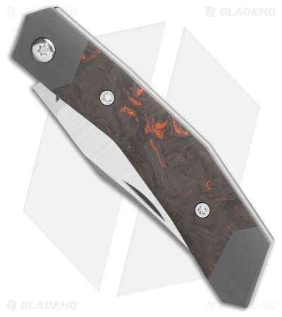 Jack Wolf Knives Mini Cyborg Jack Slip Joint Knife Orange Fat CF (2.6" Satin)