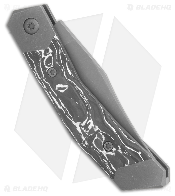 Jack Wolf Knives Mini Cyborg Jack Slip Joint Knife White Marble CF (2.6" BB/SW)