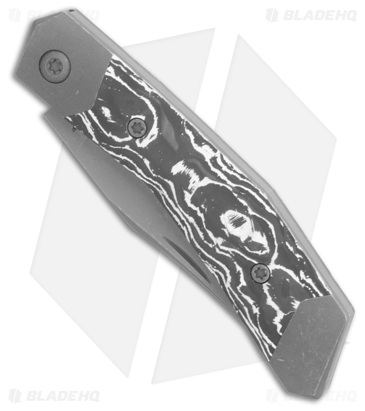 Jack Wolf Knives Mini Cyborg Jack Slip Joint Knife White Marble CF (2.6" BB/SW)