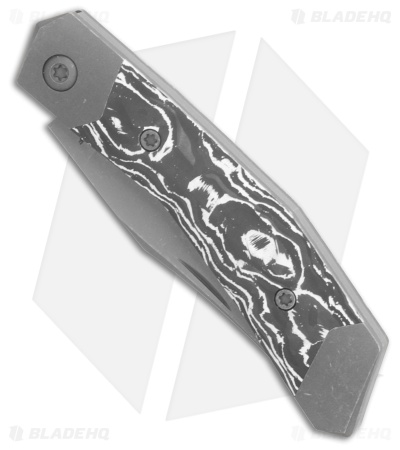 Jack Wolf Knives Mini Cyborg Jack Slip Joint Knife White Marble CF (2.6" BB/SW)