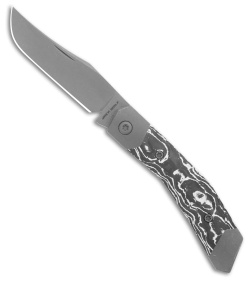 Jack Wolf Knives Mini Cyborg Jack Slip Joint Knife White Marble CF (2.6" BB/SW)