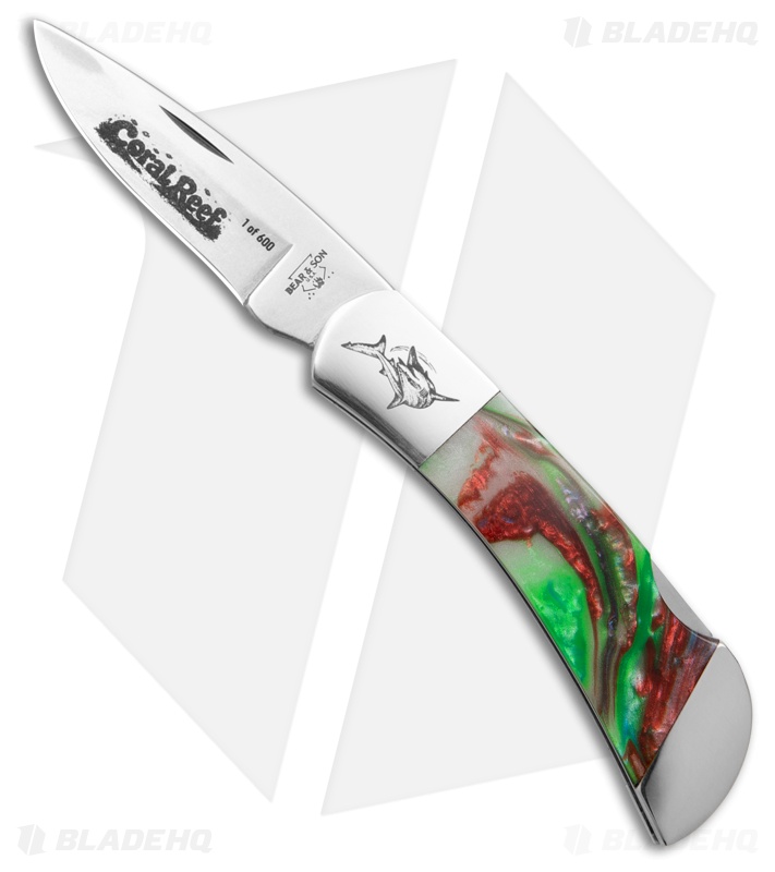 Bear & Son Lockback Coral Reef Resin Handle (2.50" Stonewash)