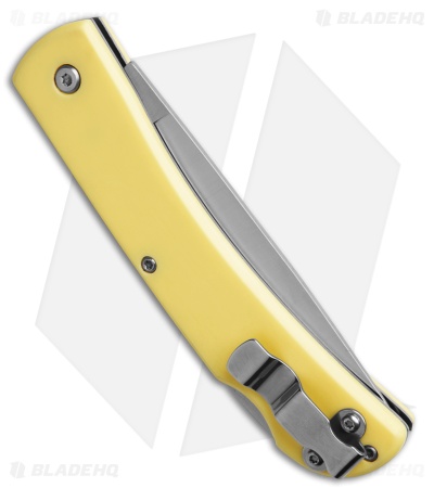 Bear & Son Locking Farmhand Lockback Knife Yellow Delrin (3.625" Satin) C338L
