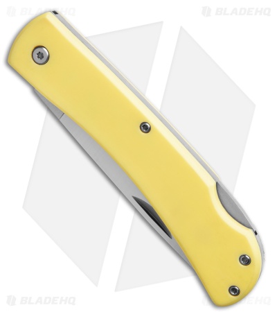 Bear & Son Locking Farmhand Lockback Knife Yellow Delrin (3.625" Satin) C338L