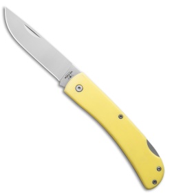 Bear & Son Locking Farmhand Lockback Knife Yellow Delrin (3.625" Satin) C338L