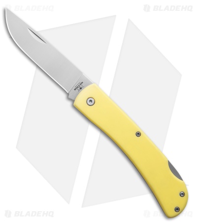 Bear & Son Locking Farmhand Lockback Knife Yellow Delrin (3.625" Satin) C338L
