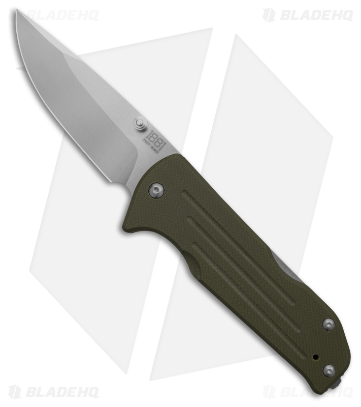 Main Street Bourbon Lockback Drop Point OD Green G-10 (3.00" Stonewash)