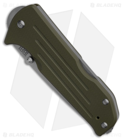 Main Street Bourbon Lockback Drop Point OD Green G-10 (3.00" Stonewash)