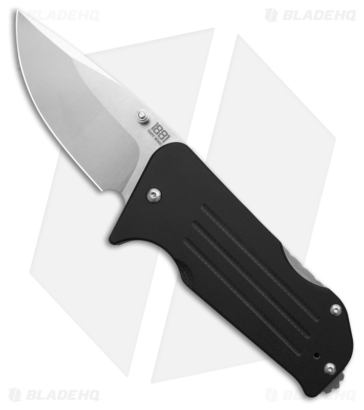 Main Street Broadway Lockback Drop Point Black G-10 (3.00" Stonewash)