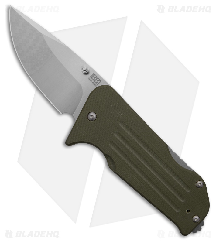 Main Street Broadway Lockback Drop Point OD Green G-10 (3.00" Stonewash)
