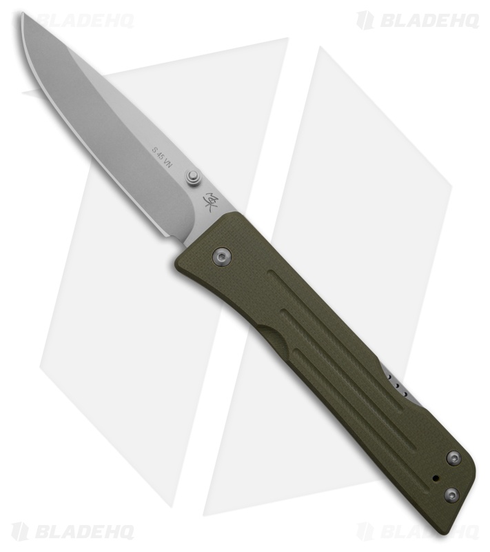Main Street Route 66 Lockback Drop Point OD Green G-10 (3.25" Stonewash)